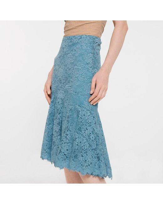 Gucci Blue Gg Flower Stretch Lace Skirt, Ready-To-Wear
