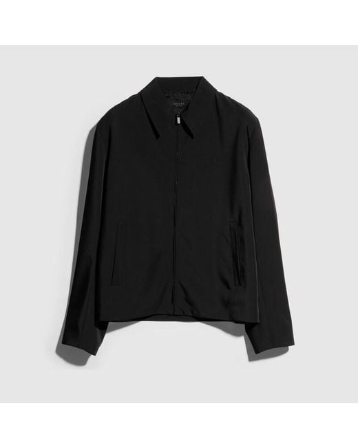 Gucci Black Stretch Polyester Zip Jacket With Embroidery, Size 50, Ready-To-Wear for men