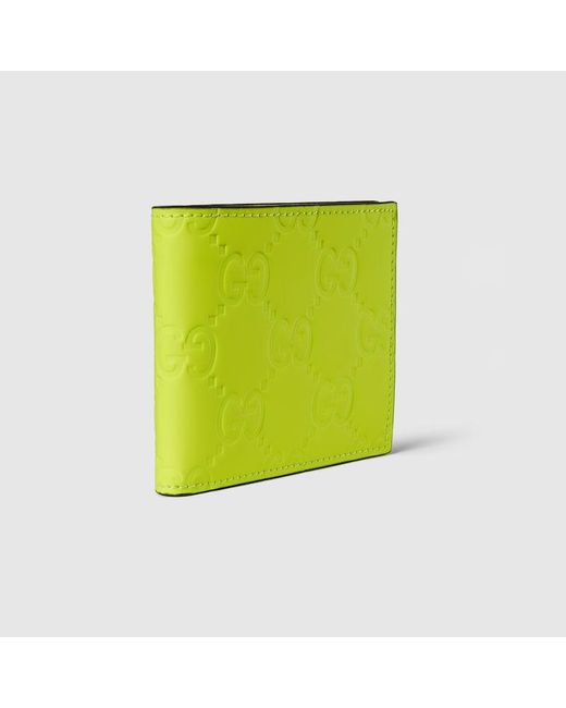 Portafoglio Bi-fold Gommato Con GG di Gucci in Green da Uomo