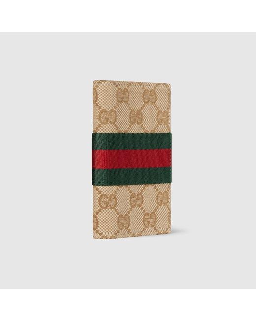 Gucci Natural Gg Card Case With Web, Gg Canvas for men