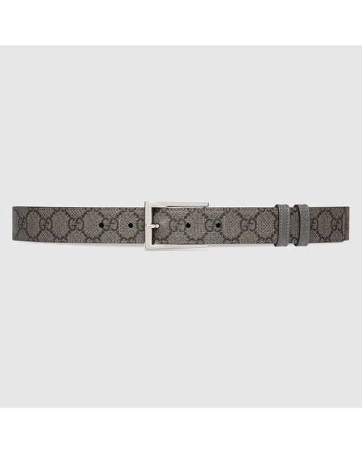 Gucci Gray Reversible Belt With Rectangular Buckle for men