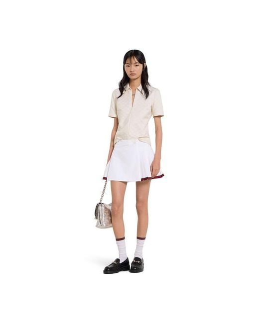 Gucci White Gg Cotton Gabardine T-Shirt