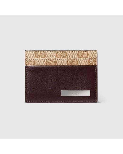 Gucci Brown Card Case With Metal Tag for men