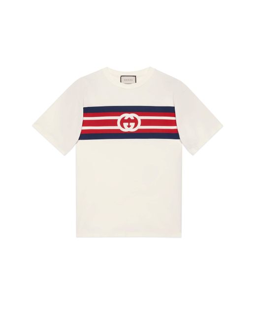 Gucci Baumwolle T Shirt mit GG Streifen Print in Weiß für Herren | Lyst AT
