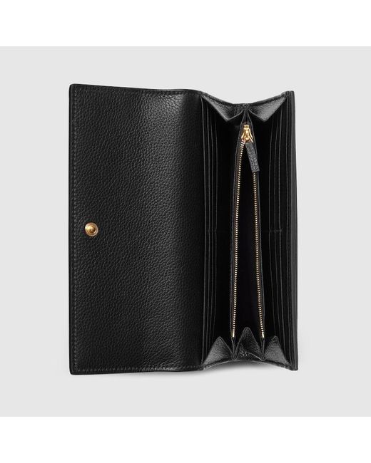 Gucci ダブルG バイカラー コンチネンタルウォレット, ブラック, レザー Black