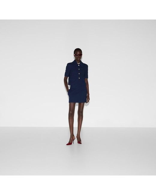Gucci コットン ツイード スカート, ブルー, ウェア Blue