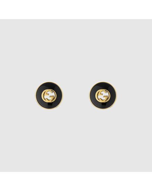 Orecchini A Bottone Interlocking 18K di Gucci in Black