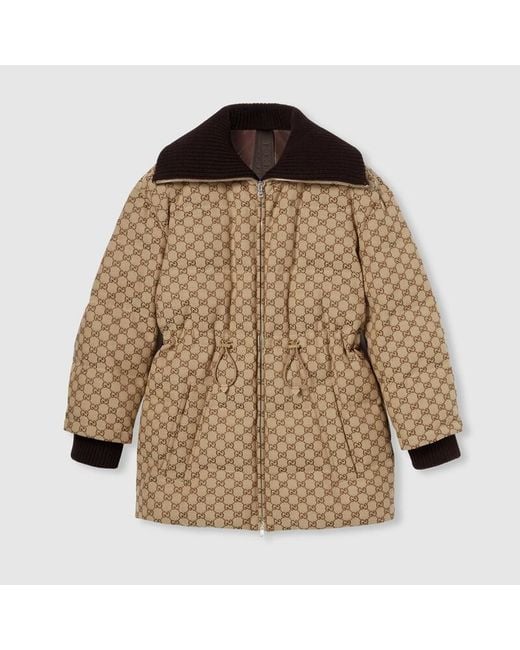 Gucci Brown Gg Canvas Puffer Jacket