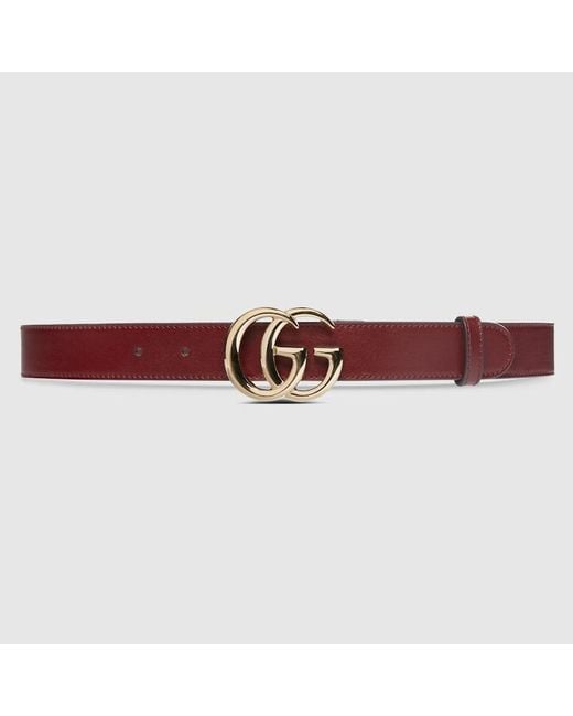 Gucci Red GG Marmont Thin Belt