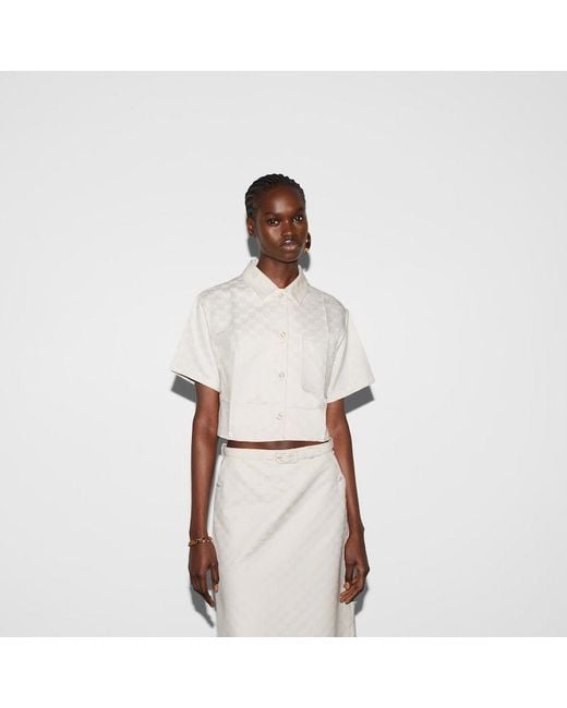 Gucci White Gg Cotton Gabardine Shirt, Ready-To-Wear
