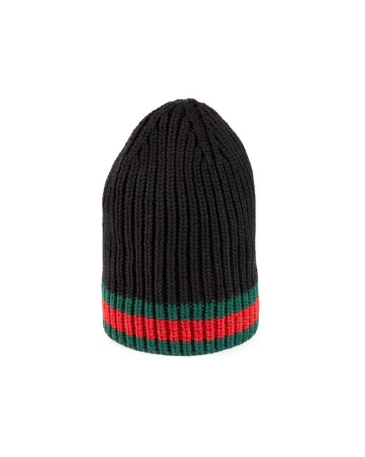Gucci Black Wool Hat With Web