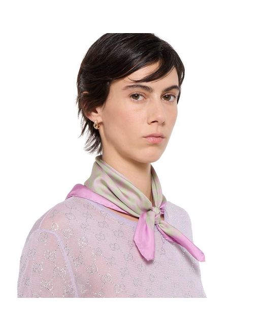 Gucci Purple Gg Silk Twill Bandana