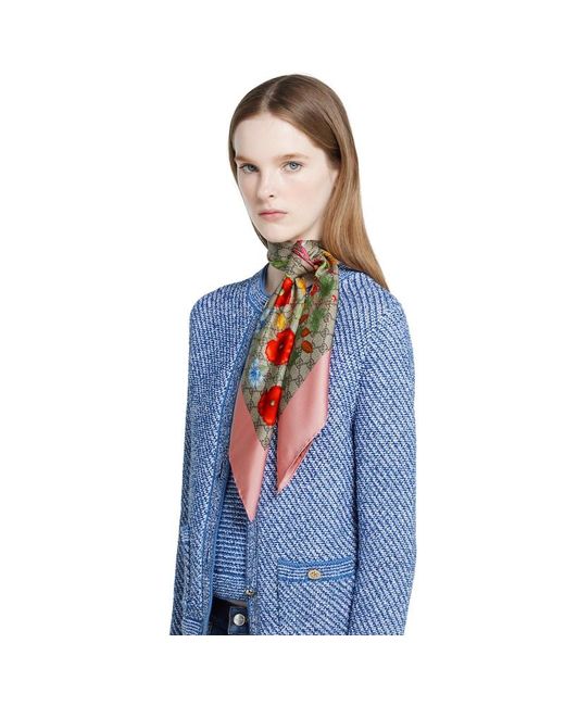 Gucci Multicolor Printed Flora Silk Twill Carré