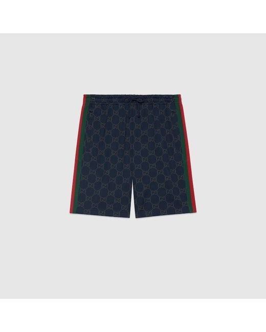 Gucci Blue GG Jersey Cotton Jogging Shorts for men