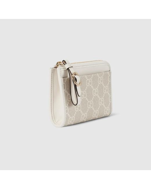 Portacarte Gg Emblem Con Cerniera di Gucci in White