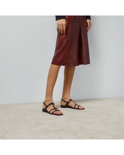 Sandalia Plana con Horsebit Fino Para Mujer Gucci de color Brown