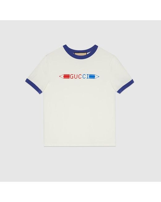 Gucci White T-Shirt Aus Baumwolljersey Mit Print