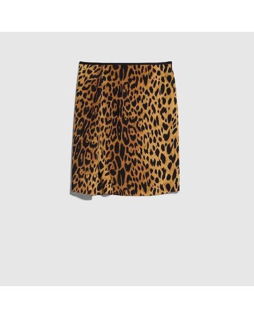 Gucci Brown Printed Silk Crêpe De Chine Skirt
