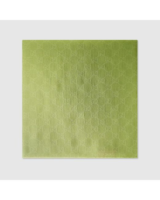 メンズ Gucci プリント コットン ポケットチーフ, グリーン, コットン Green