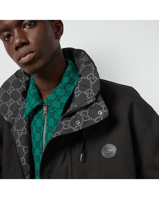 Gucci Black Reversible GG Ripstop Nylon Jacket for men
