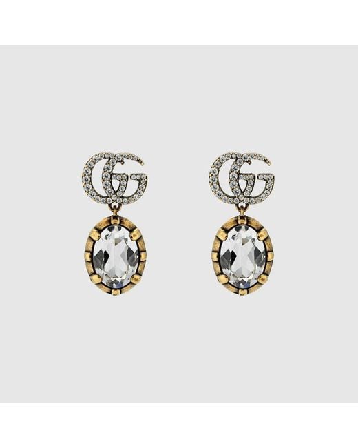Gucci Metallic Gg Marmont Ohrringe Mit Kristallen