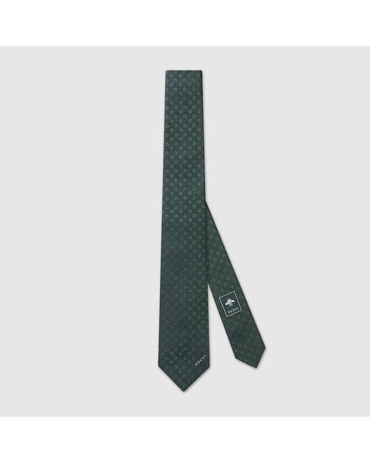 Gucci Green Horsebit Silk Jacquard Tie for men