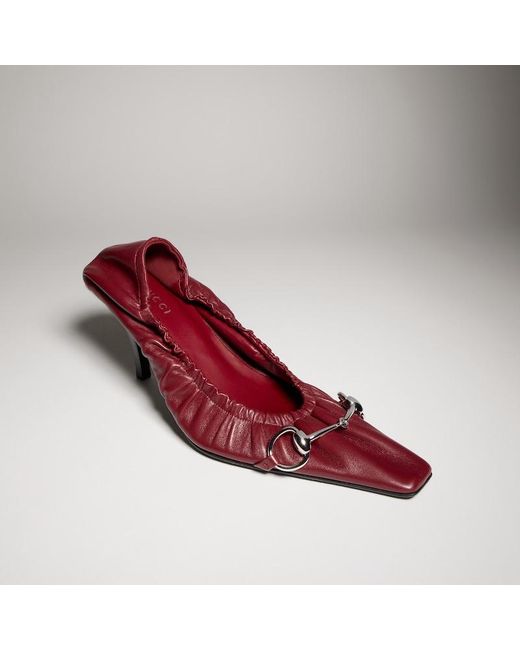 Gucci Red Vittoria Pump With Elastic, Uk