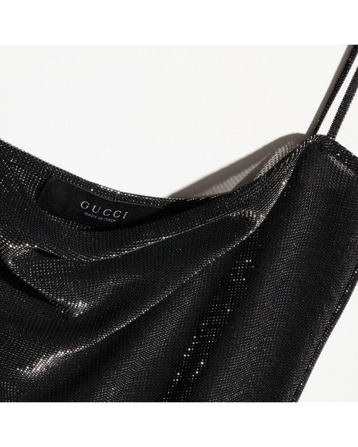 Gucci Black Jersey Top With Iridescent Effect, Size 40 It, Ready-To-Wear