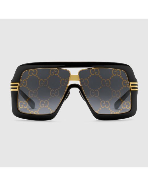 Gucci Black Square-frame Sunglasses With GG Lens for men