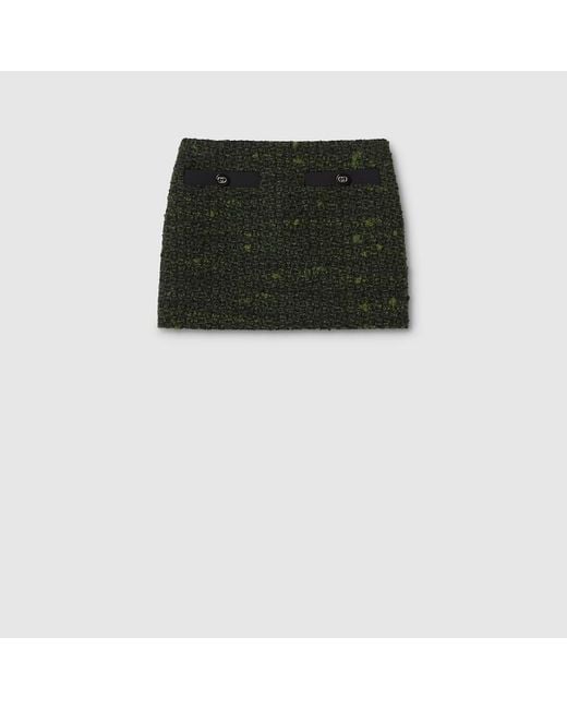 Gucci Green Wool Bouclé Skirt