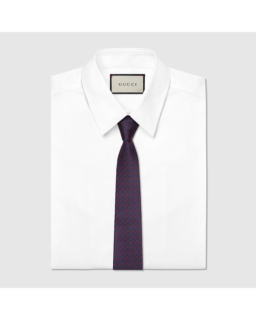 Gucci Purple Horsebit Silk Jacquard Tie for men