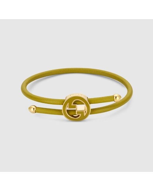 Bracciale Con Incrocio Gg Tondo Smaltato di Gucci in Yellow