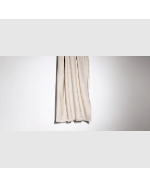 Gucci Natural Double G Silk Wool Shawl, Wool