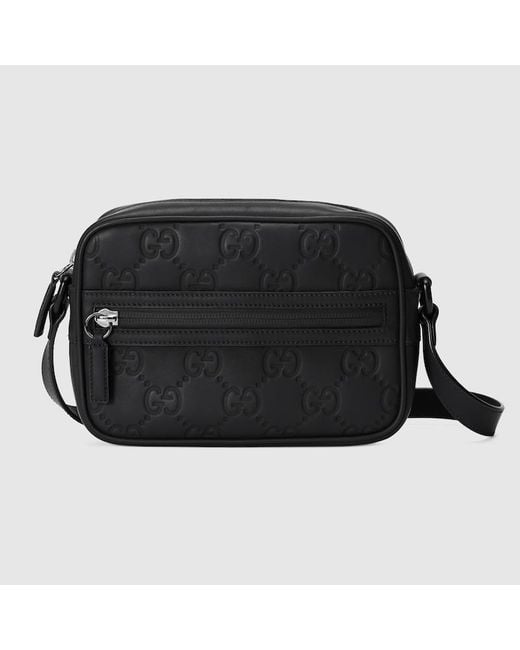 Gucci Black GG Rubber-effect Mini Shoulder Bag for men