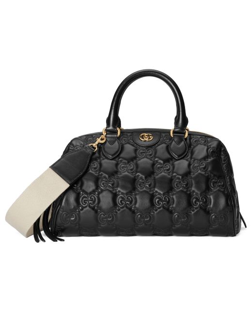 Gucci Black gg Matelassé Leather Medium Bag