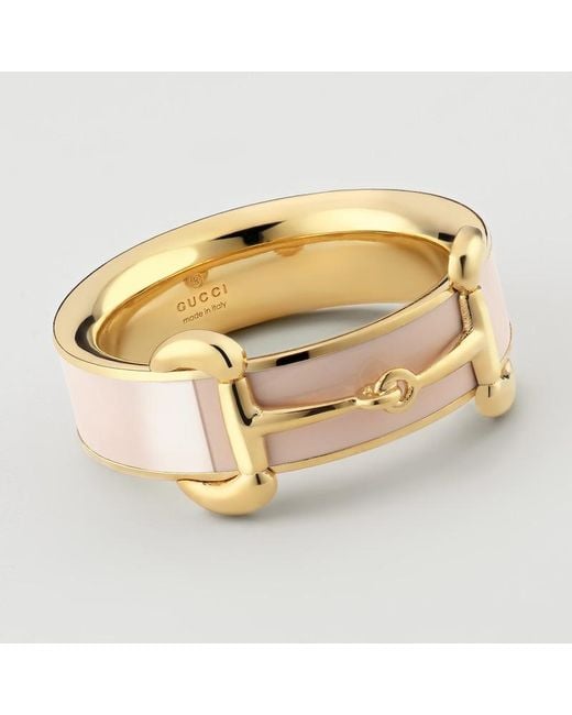 Gucci Metallic Horsebit Ring With Enamel