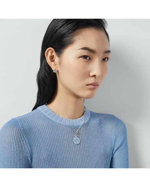 Gucci Metallic Gg Marmont Mother Of Pearl Necklace