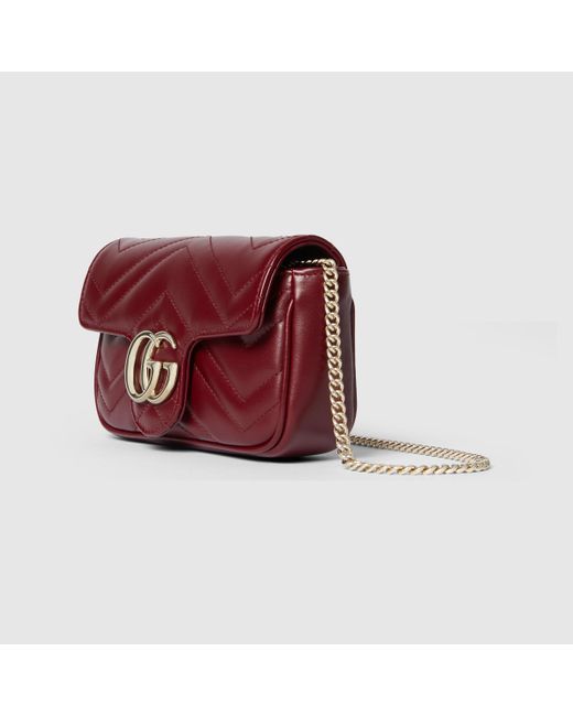 Gucci 〔GGマーモント〕スーパーミニバッグ, レッド, Leather Red