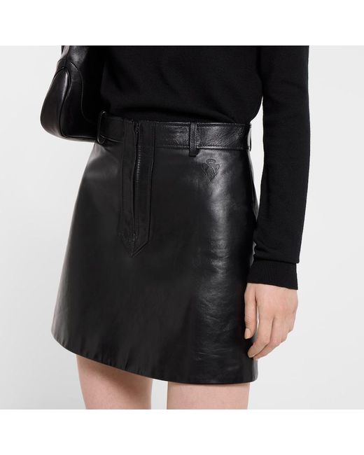 Gucci Black Leather Mini Skirt