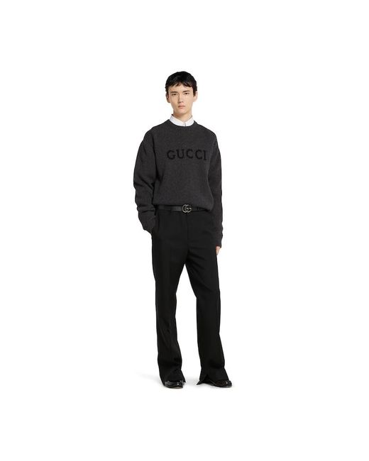 Gucci Black Wool Cashmere Rib Knit Sweater for men