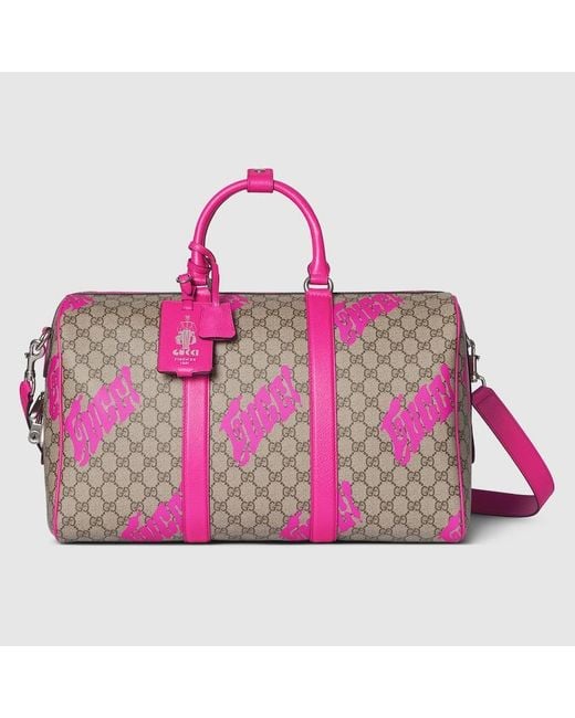 Gucci Pink Medium Duffle Bag With Print for men