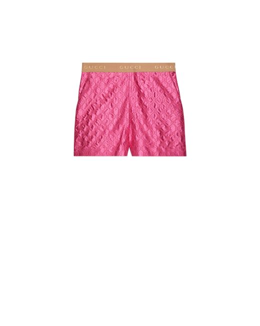 Gucci GG Embroidered Silk Shorts in Pink | Lyst