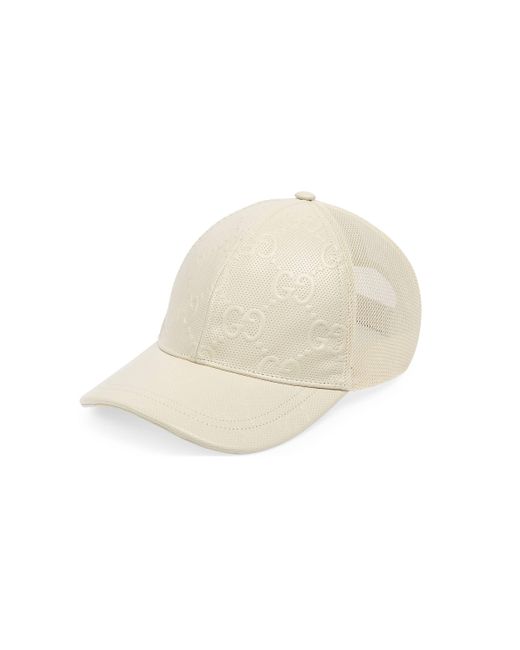Gucci White GG Embossed Baseball Hat for men