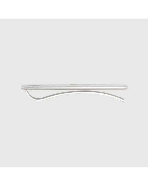 Gucci Metallic Diagonal Interlocking G Tie Bar