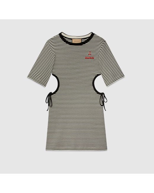 Gucci Gray Striped Cotton T-shirt Dress