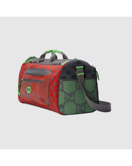 Gucci GG Nylon Duffle Bag in Red for Men Lyst