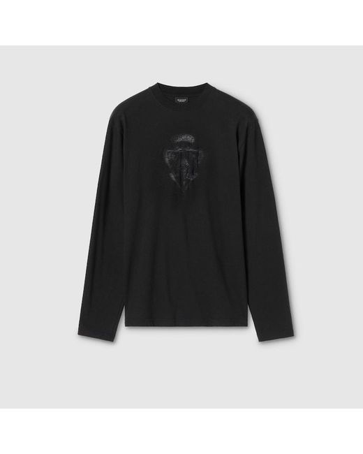Gucci Black Cotton Jersey T-Shirt With Devoré Detail for men
