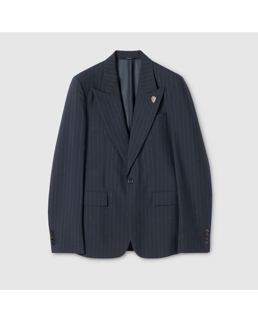 Gucci Blue Pinstripe Wool Jacket for men