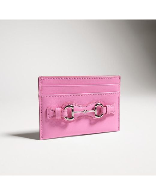 Gucci Pink Card Case With Horsebit, Leather