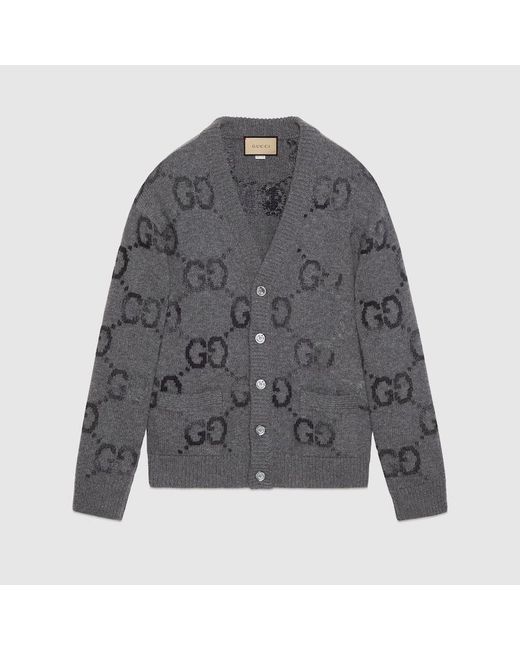 メンズ Gucci GGインターシャ カーディガン Gray